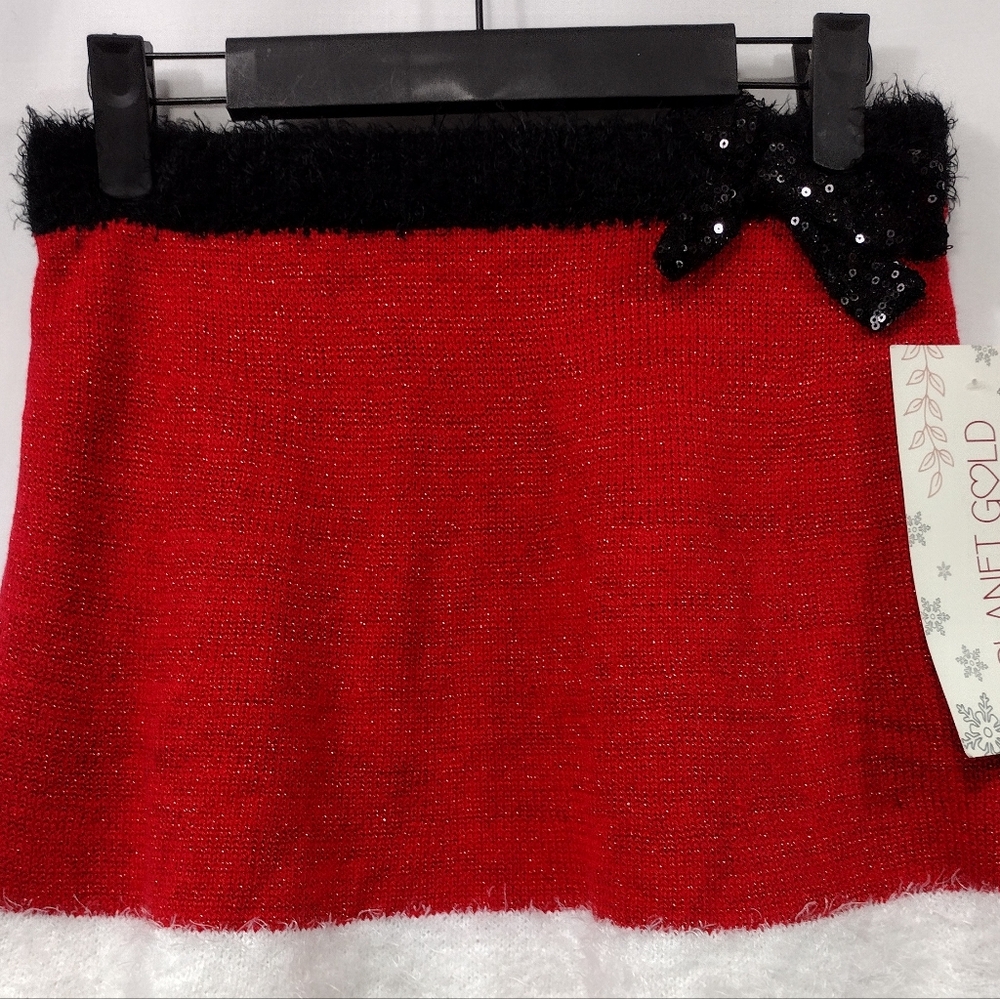 NWT Planet Gold Santa Knit Mini Skirt Women's XS Red White Christmas Holiday - Picture 2 of 7